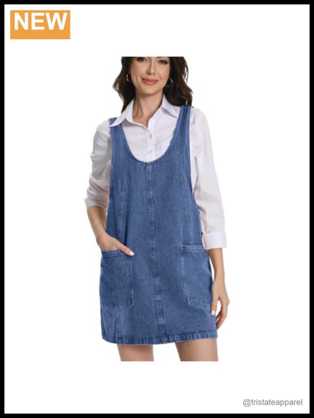 Womens 100% Cotton Denim Jumper Dress Adjustable Straps Pockets Mini Overall